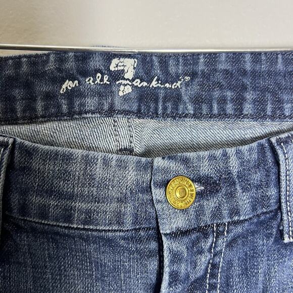 7 For All Mankind Womens A Pocket Flare Jeans Denim Sz 30 32 Low Rise USA Boho - Picture 9 of 16
